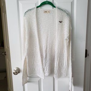 White knit crochet cardigan